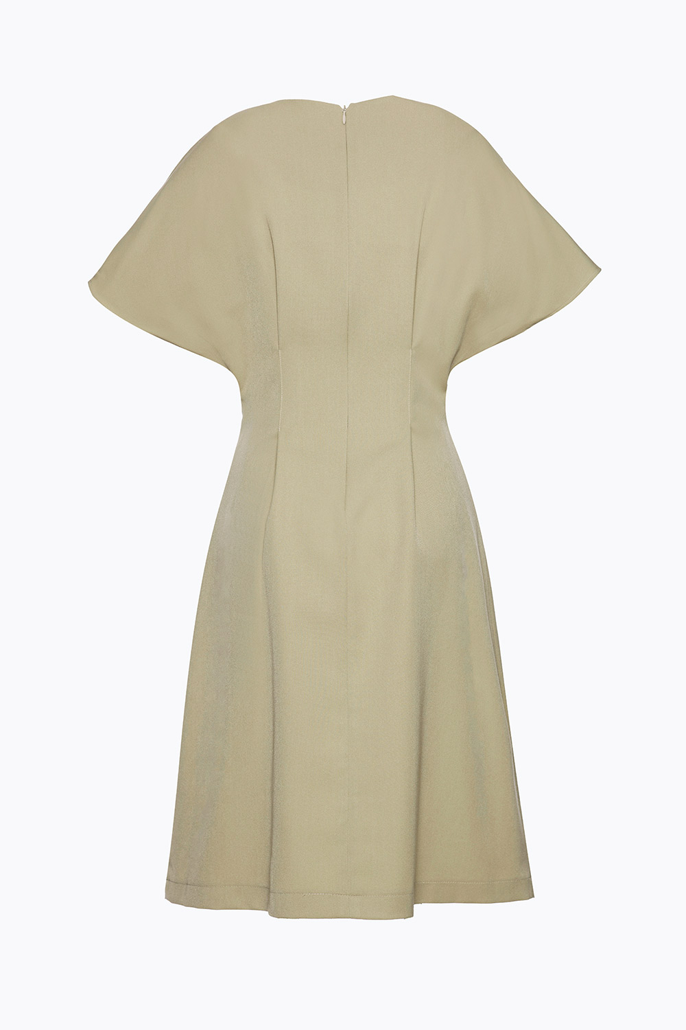 Đầm xòe chít eo cao phối dây kéo trước 