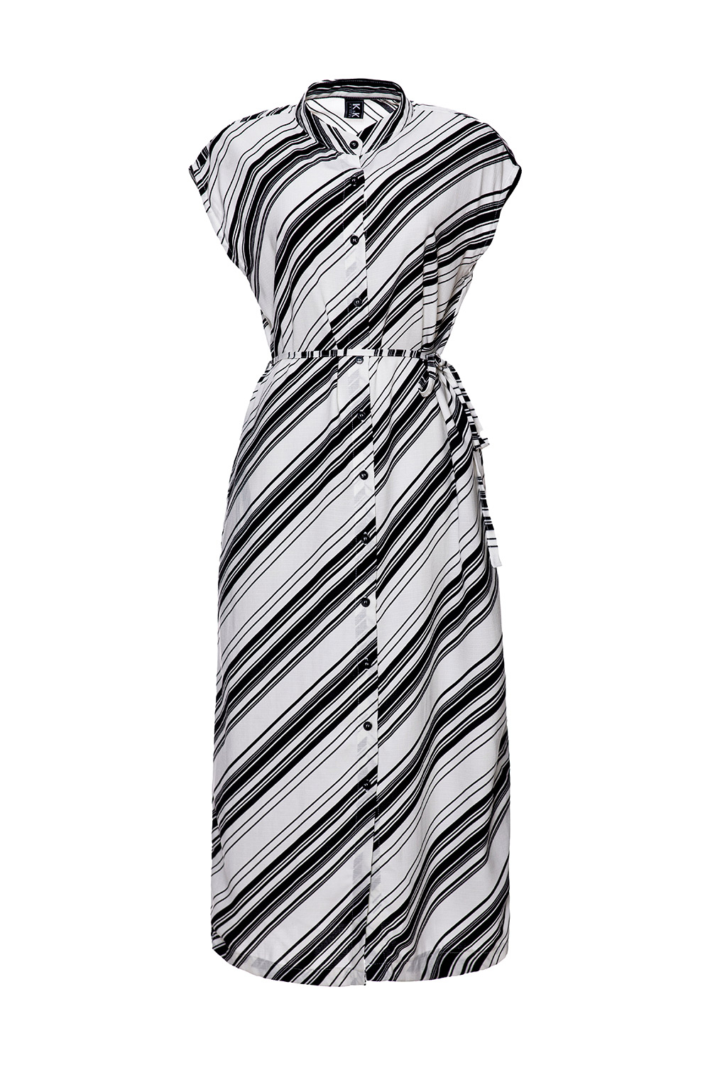 Đầm sơ mi dáng dài họa tiết kẻ 