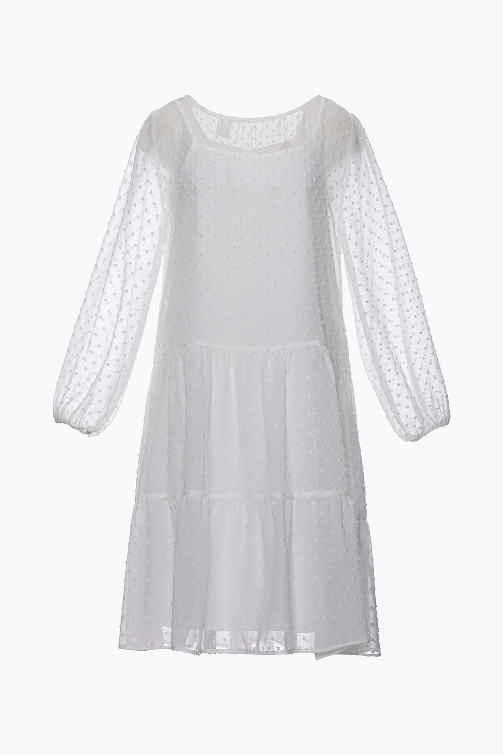 Đầm voan bi trắng dáng babydoll 