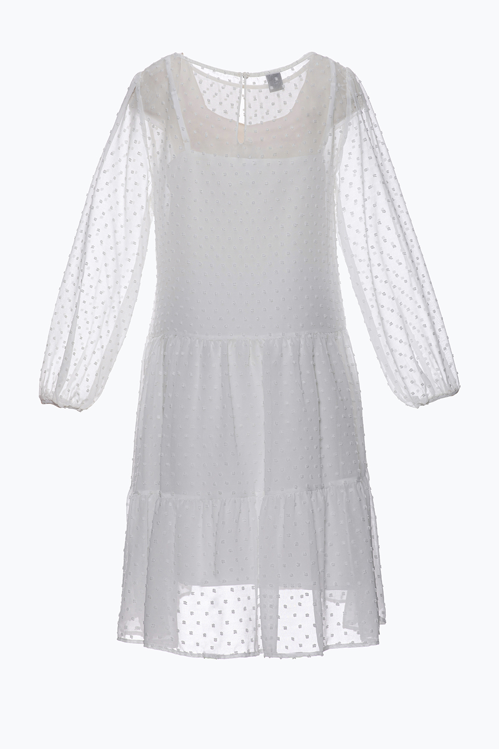 Đầm voan bi trắng dáng babydoll 