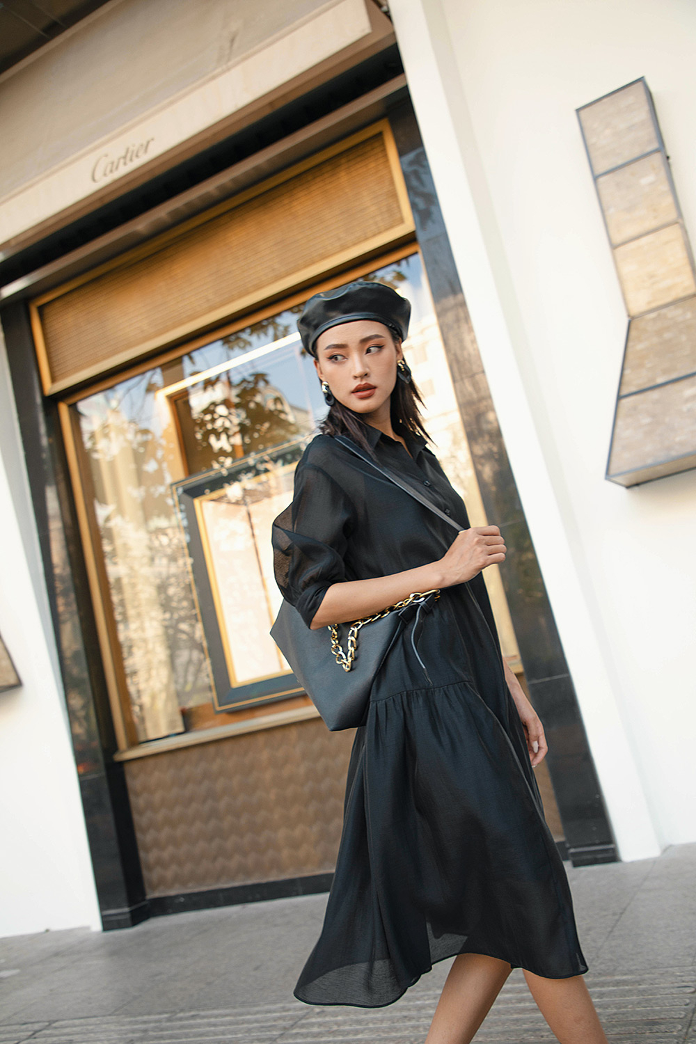 Đầm sơ mi babydoll dáng dài 