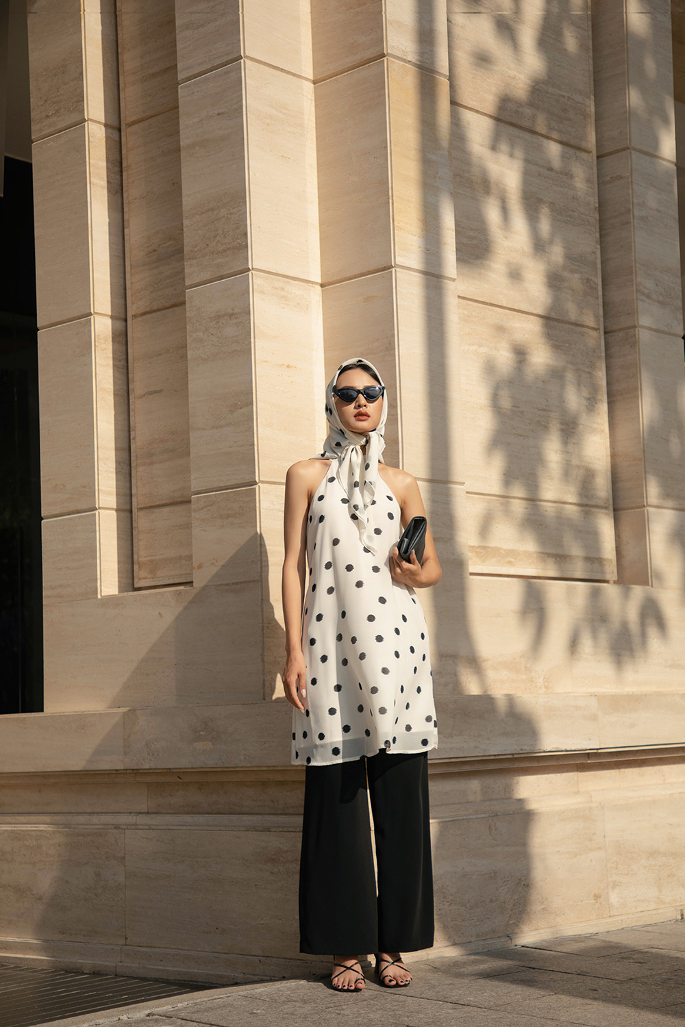 Quần suông dài ống rộng lưng cao 