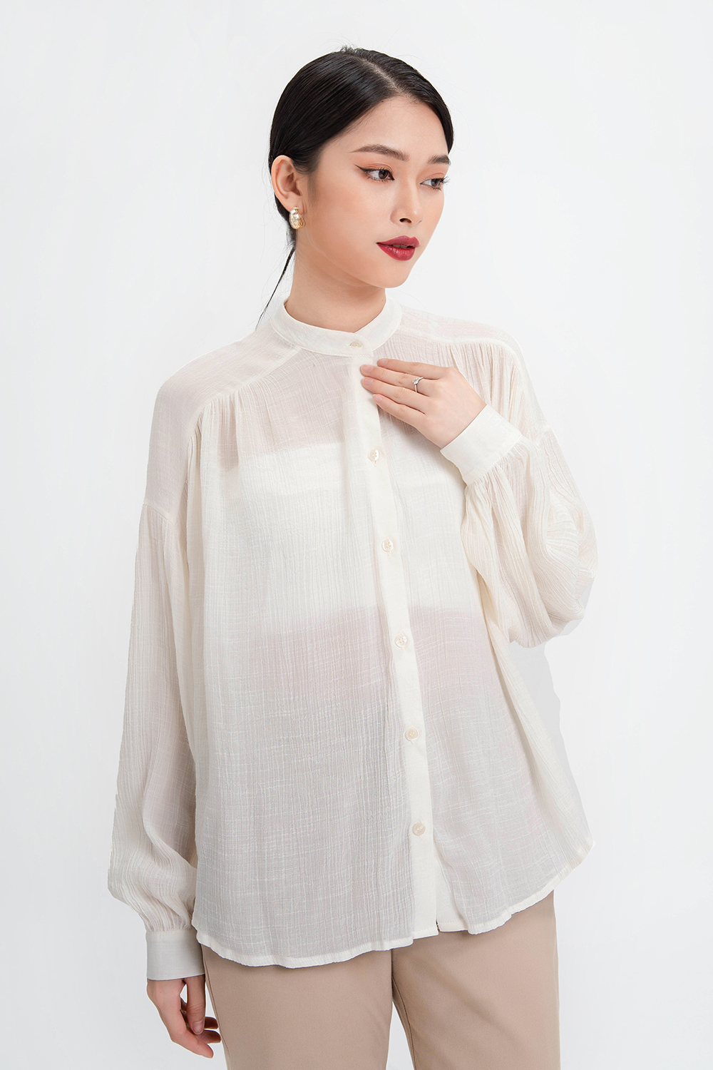 Áo sơ mi trắng công sở tay dài 