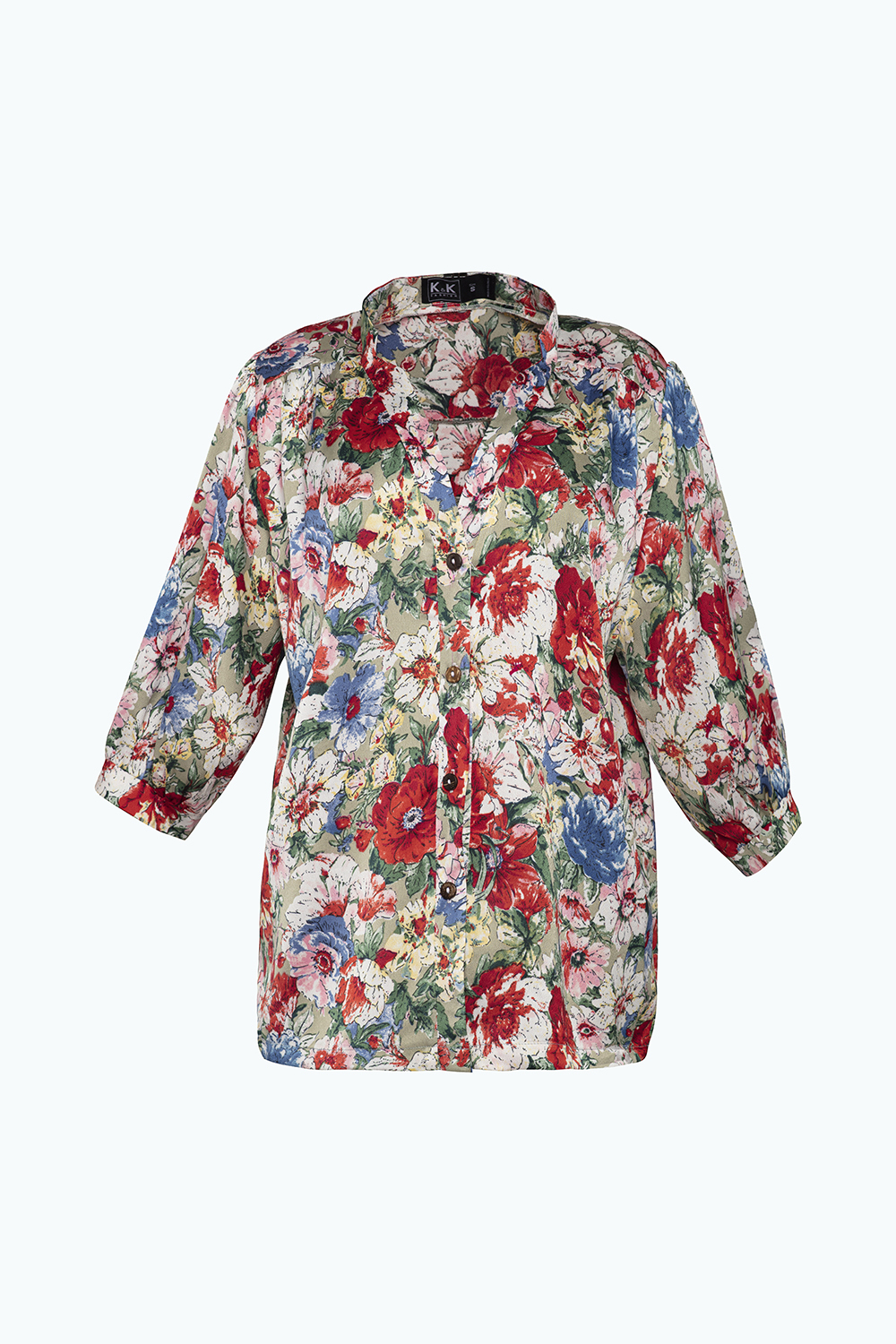 Áo sơ mi lụa họa tiết hoa 