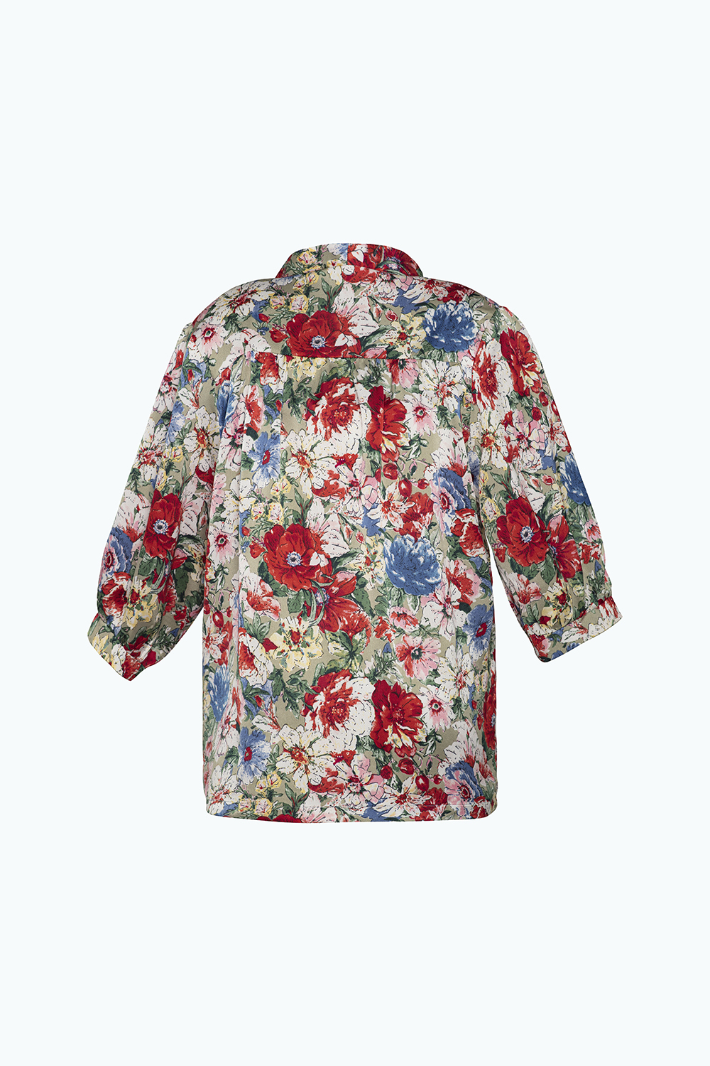 Áo sơ mi lụa họa tiết hoa 