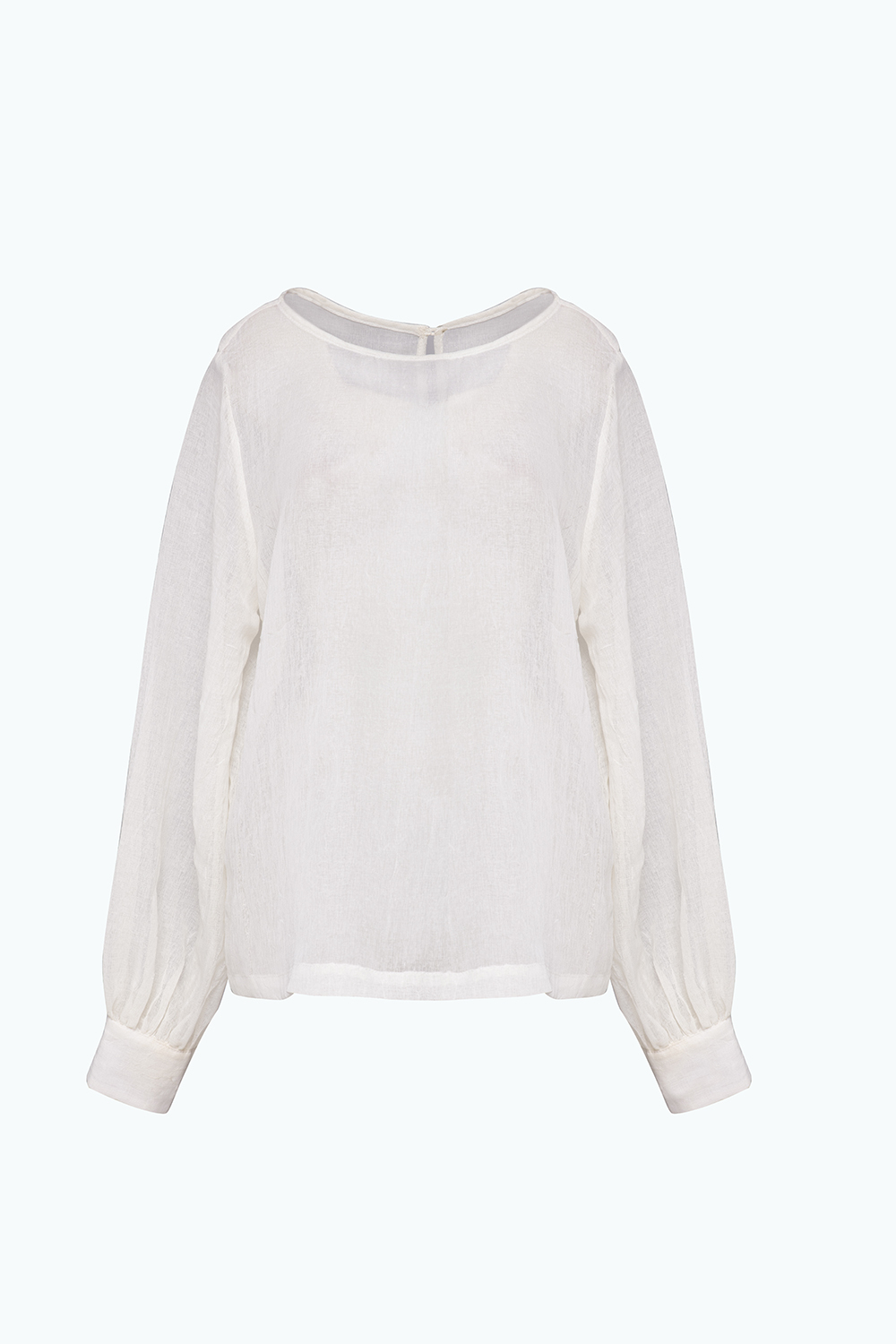 Áo blouse kiểu cổ tròn tay dài 