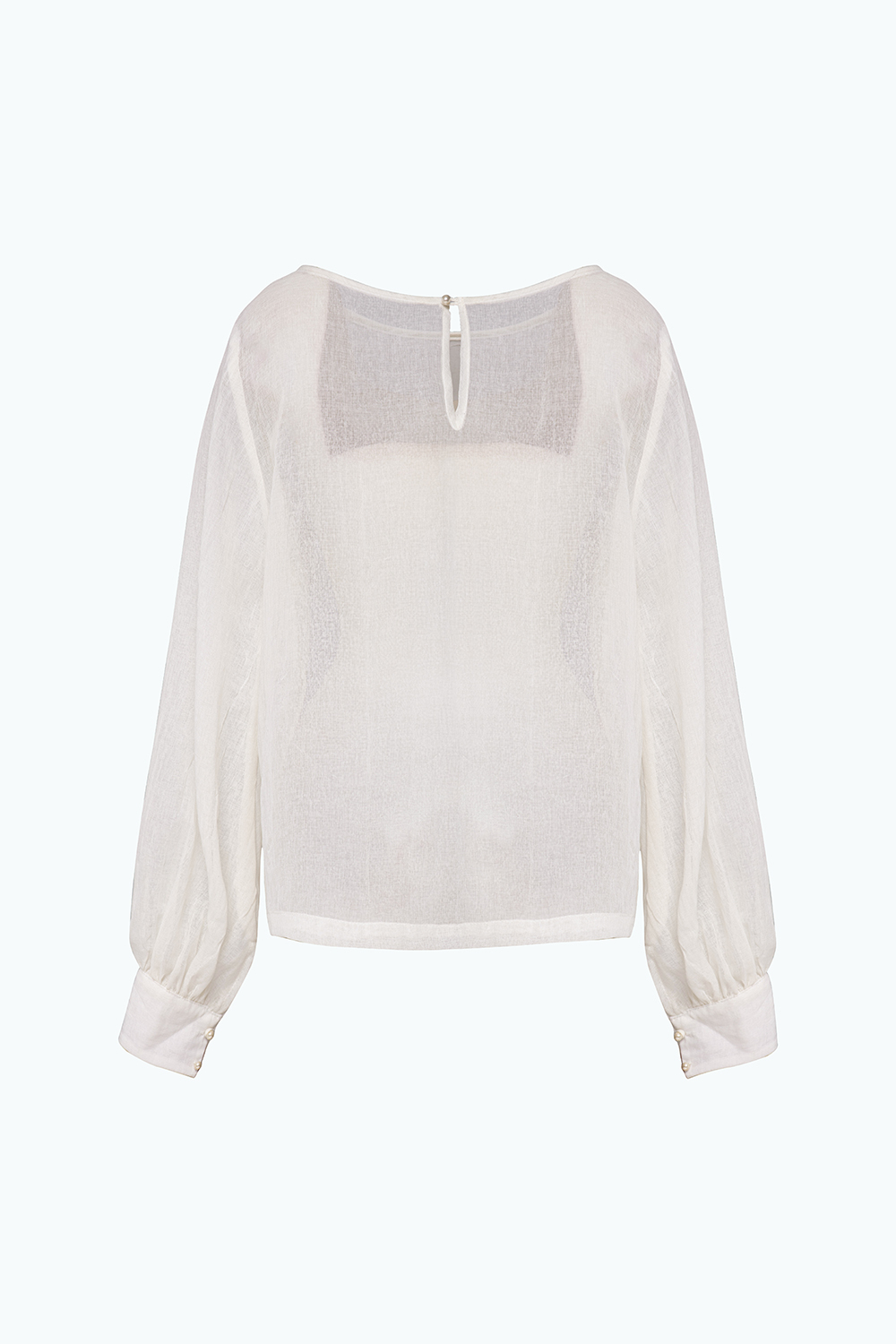 Áo blouse kiểu cổ tròn tay dài 