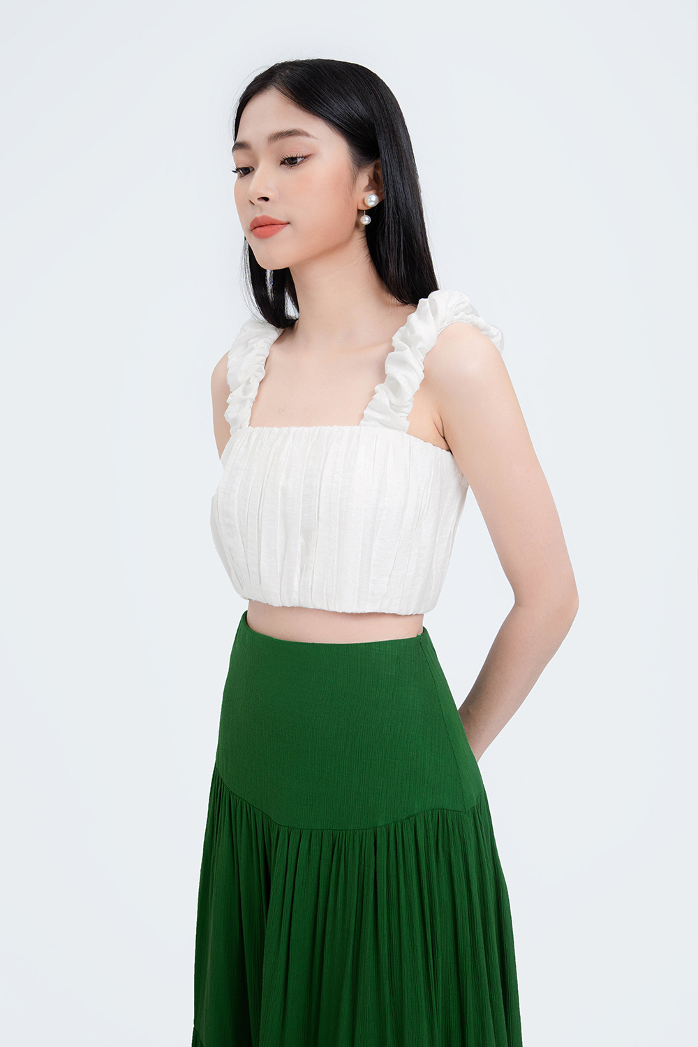 Sét váy giả vest cho bé gái áo croptop và chân váy xếp ly liền quần 2 mầu  Hồng và Vàng KM1008 | Lazada.vn