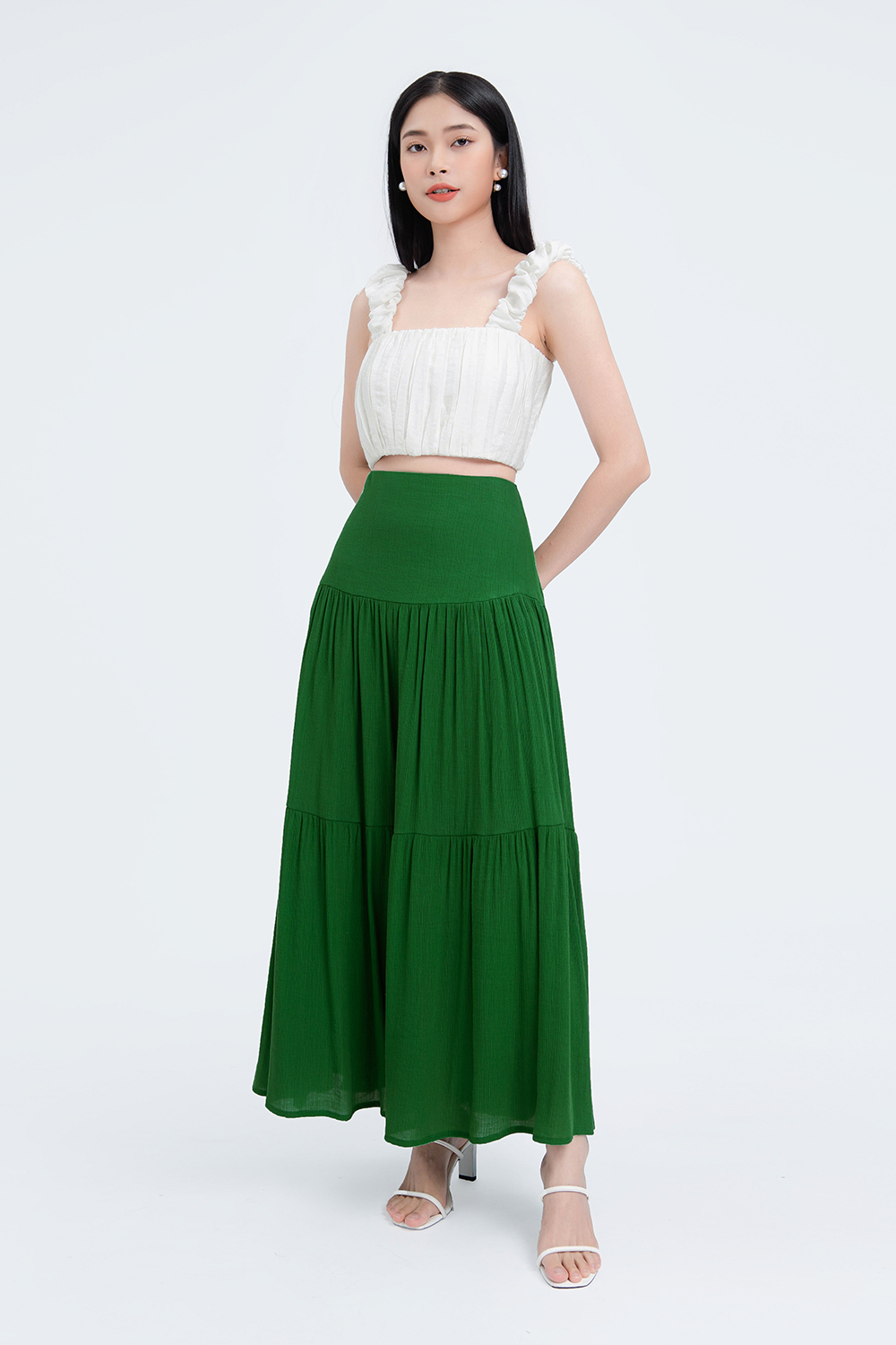 Mua Chân váy Midi dài Voan hoa Thiết kế Lưng cao Dáng chữ A Ulzzang Hàn  Quốc Chân váy Voan hoa Midi dài Cạp cao Thời trang  Tiki
