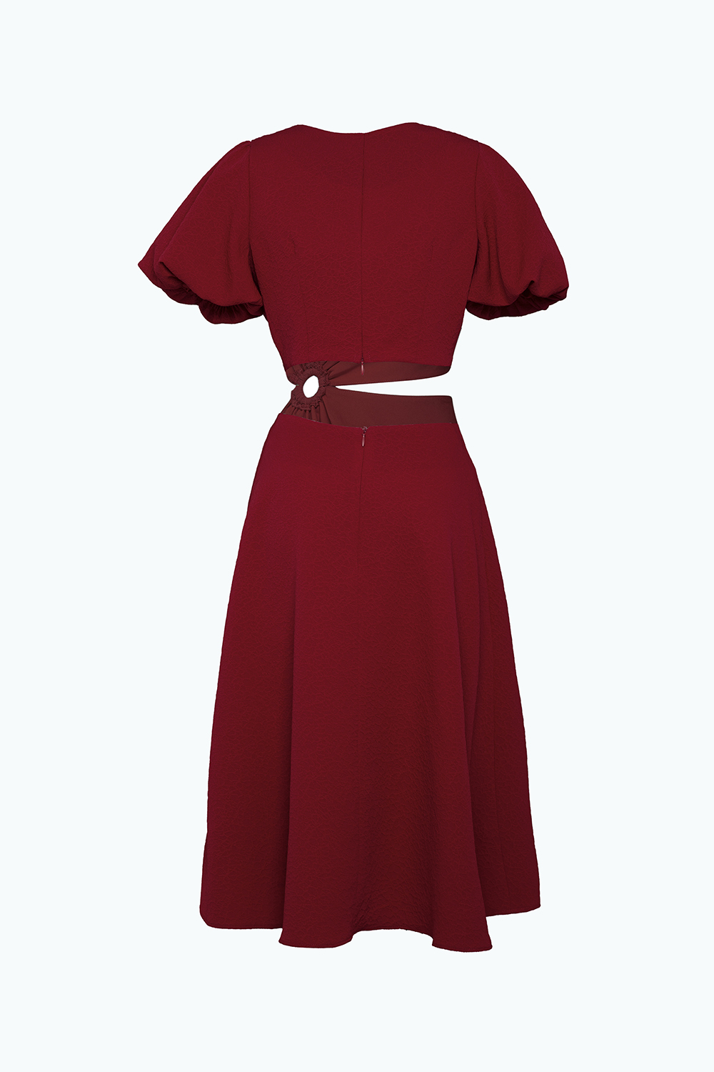 Đầm xòe dự tiệc màu đỏ eo cut-out 