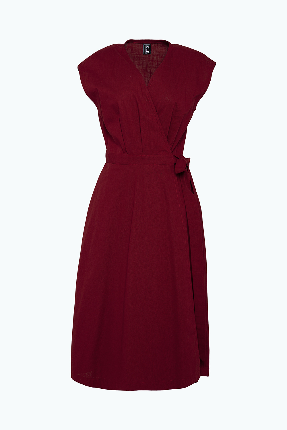 Đầm xòe màu đỏ cổ tim phối nơ eo 