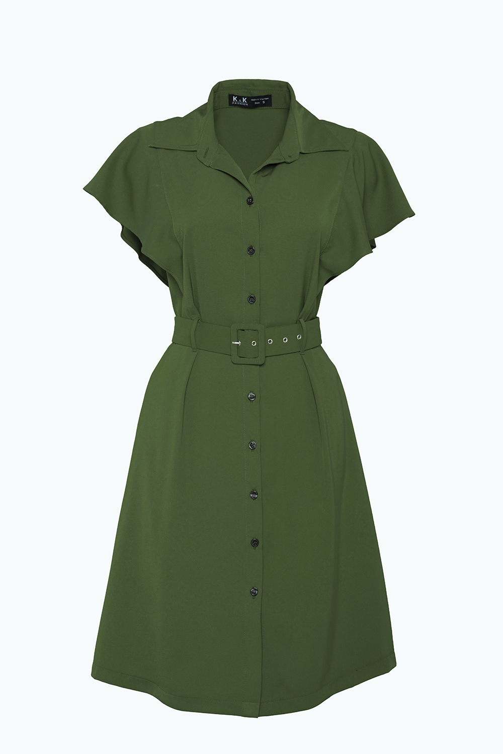 Đầm sơ mi dáng chữ A phối dây belt 