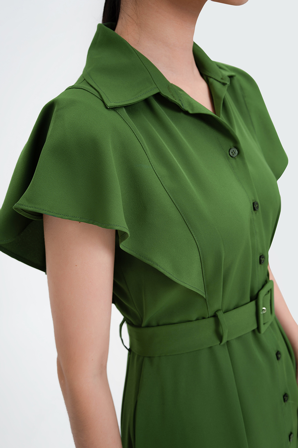 Đầm sơ mi dáng chữ A phối dây belt 