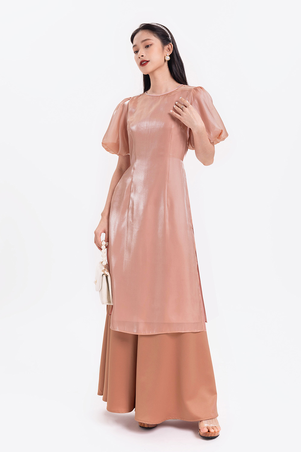 Quần ống suông nữ màu hồng 