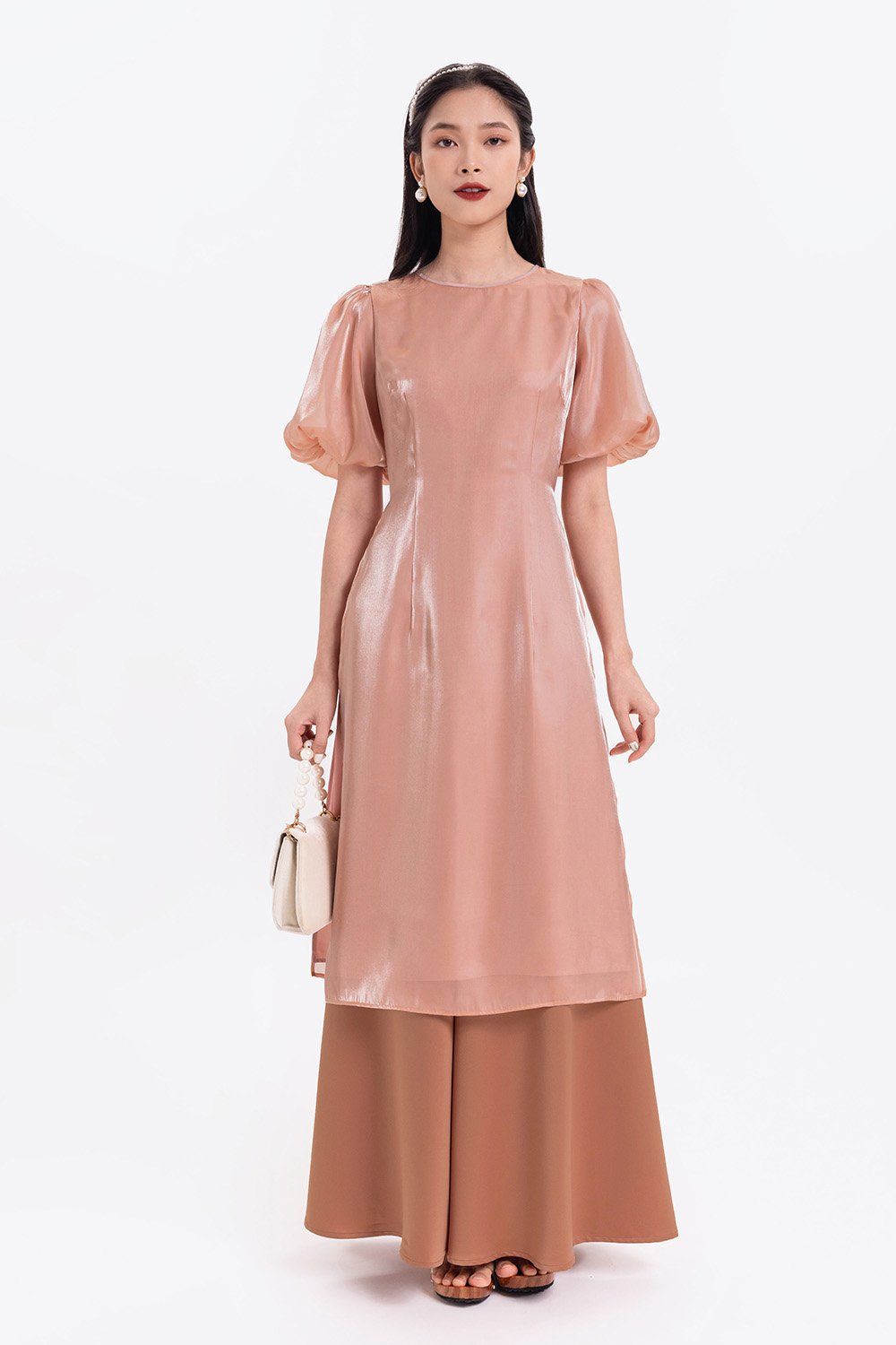 Quần ống suông nữ màu hồng 