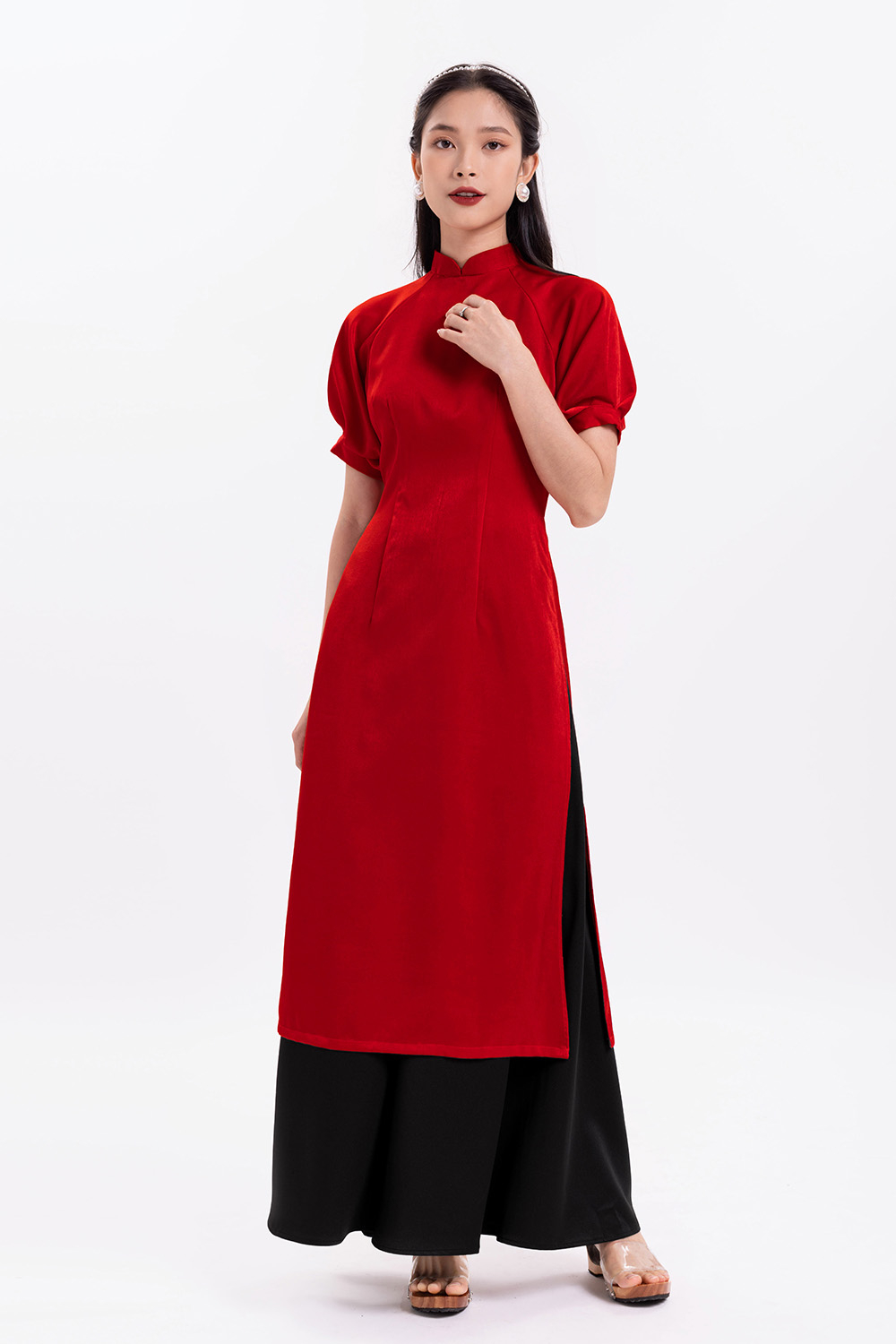 Quần đen ống suông rộng 