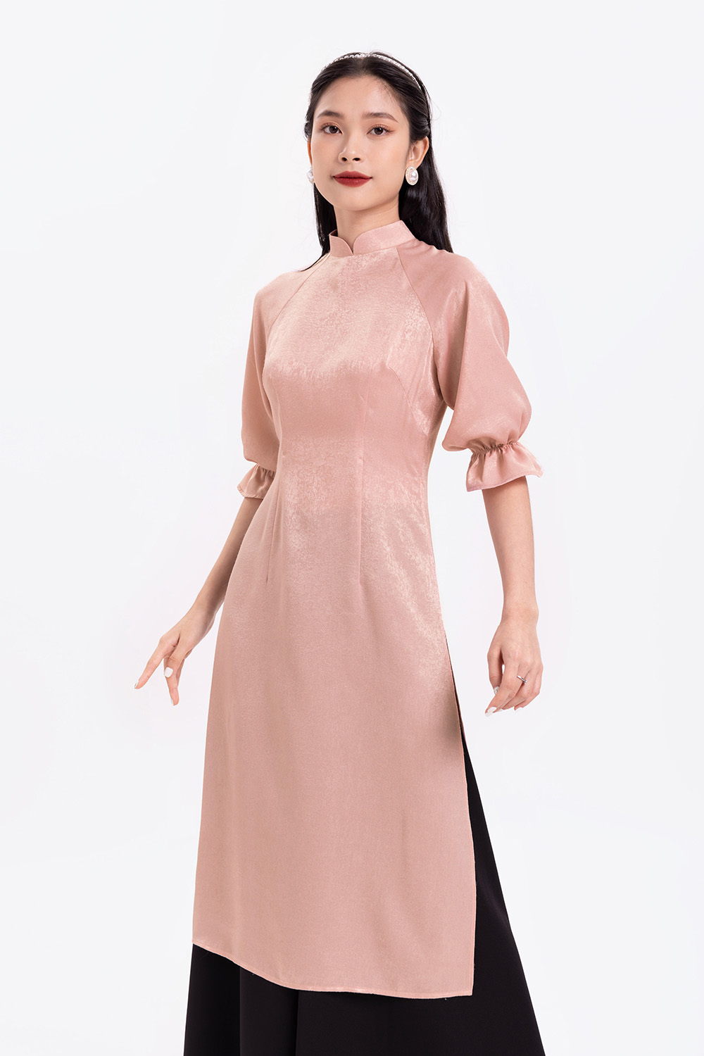 Áo dài tay lỡ phối bèo 