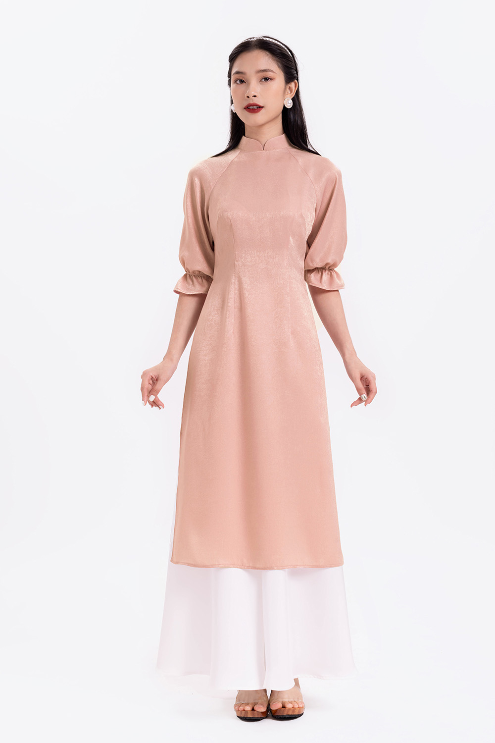 Áo dài tay lỡ phối bèo 