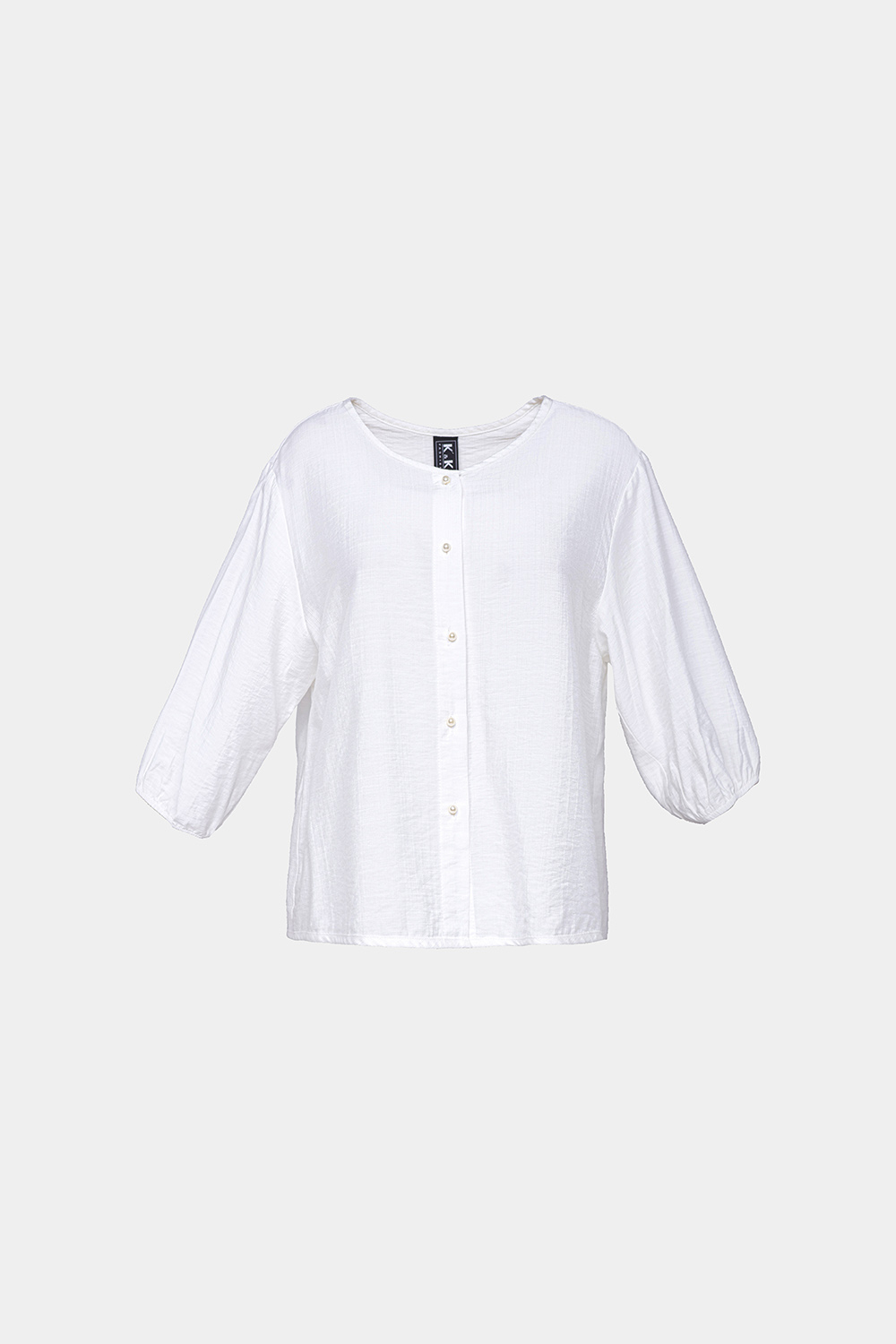 Áo sơ mi trắng cổ tròn tay lỡ 