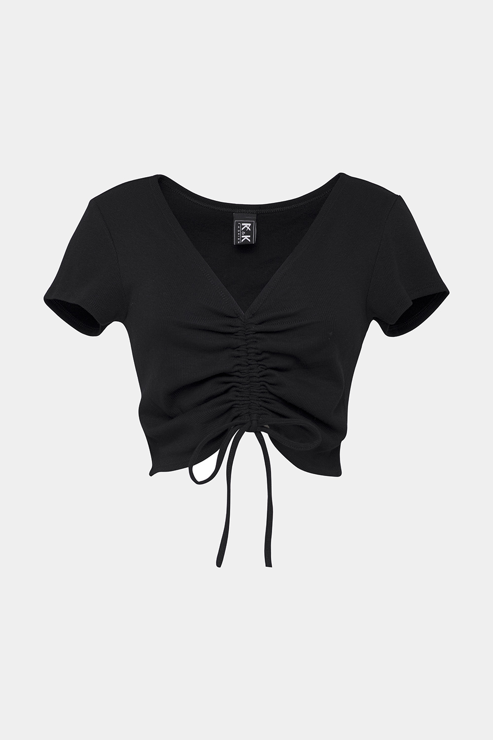 Áo thun đen croptop rút dây 