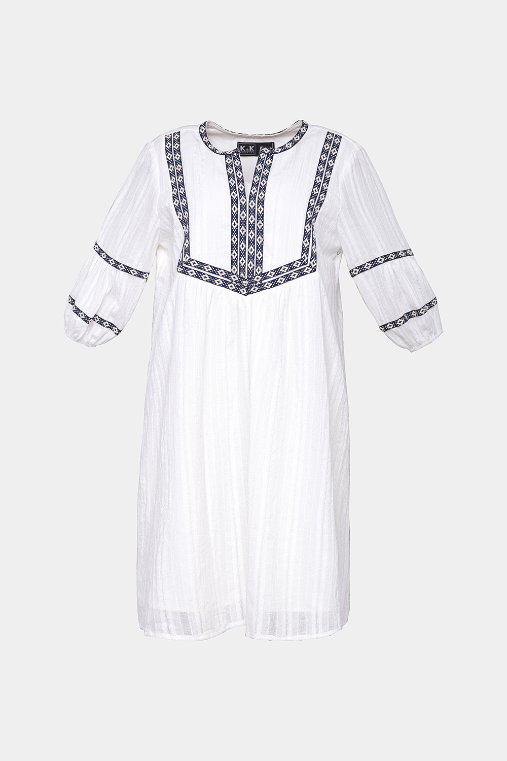 Đầm babydoll trắng phối viền 