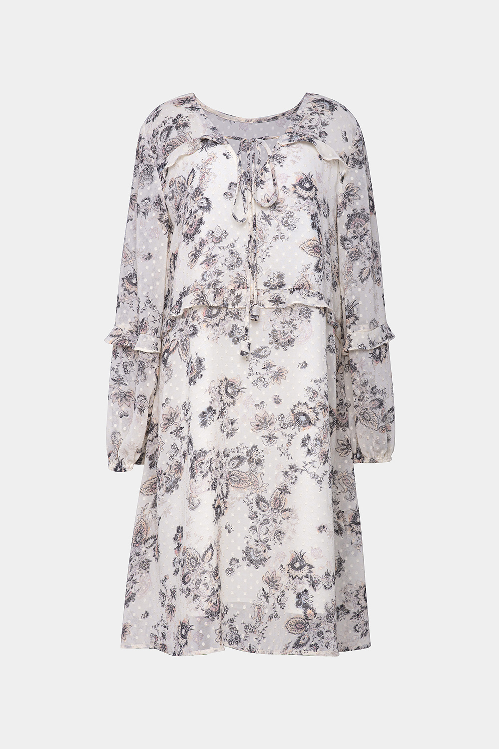 Đầm hoa dáng suông tay dài 