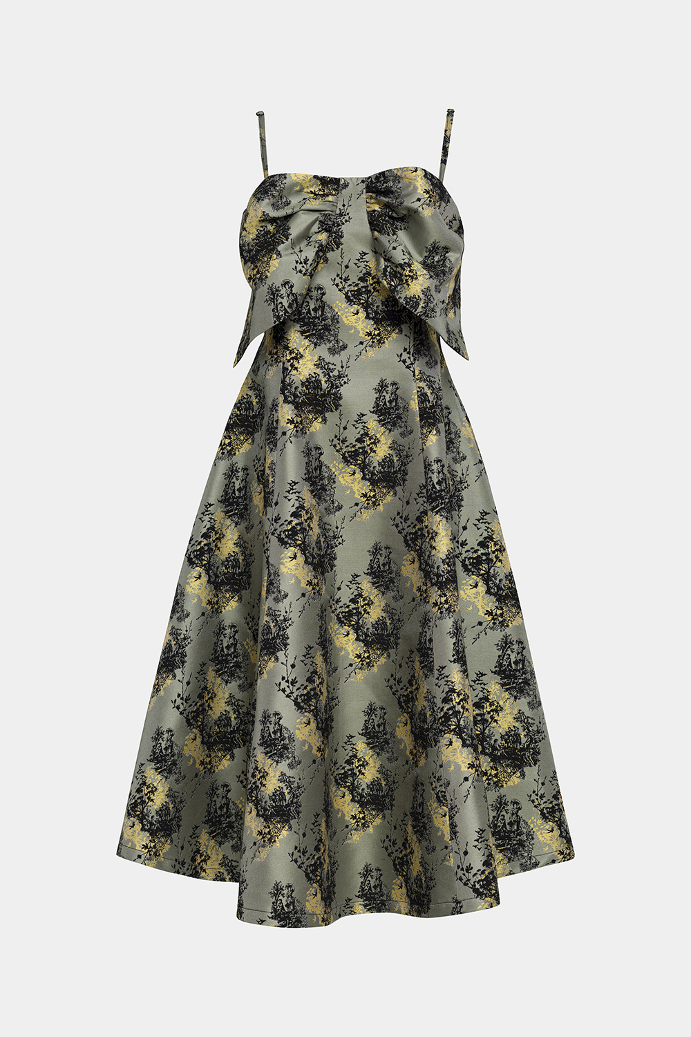 Đầm dự tiệc 2 dây dáng xòe phối nơ 