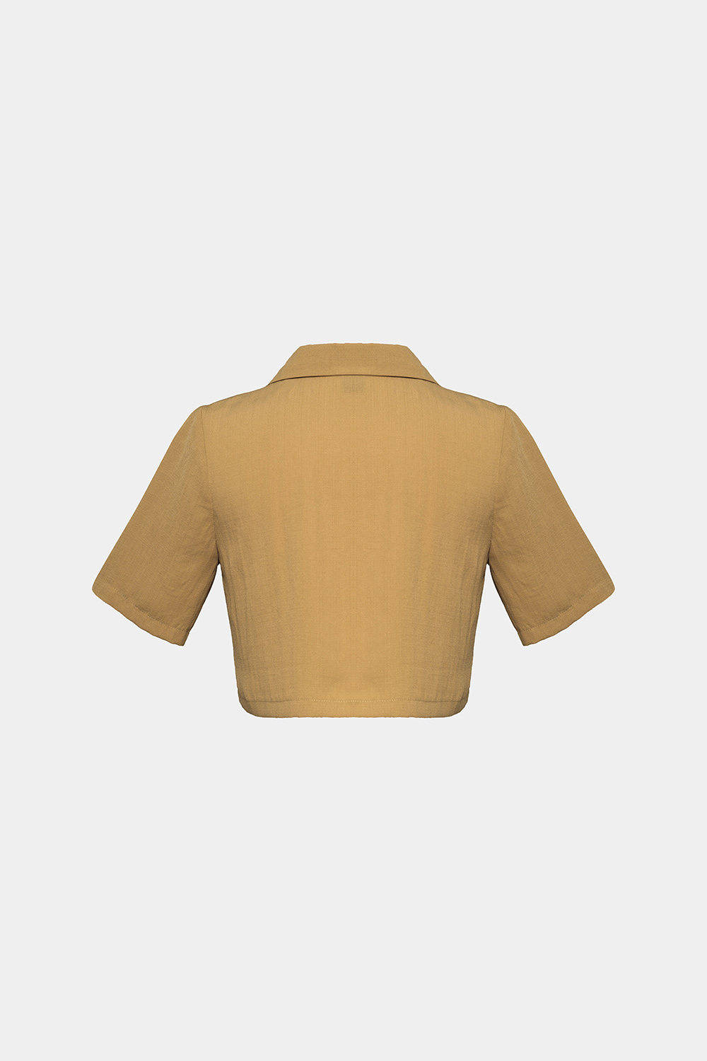 Áo sơ mi croptop cổ đan tông 