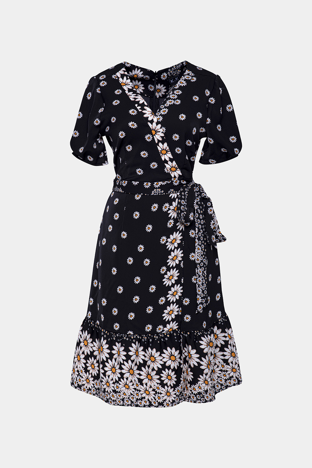 Đầm xòe hoa nhấn eo phối nơ 