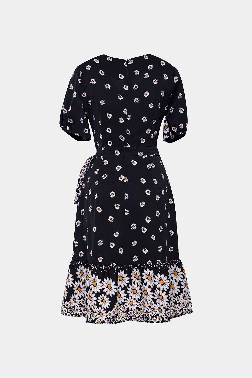 Đầm xòe hoa nhấn eo phối nơ 