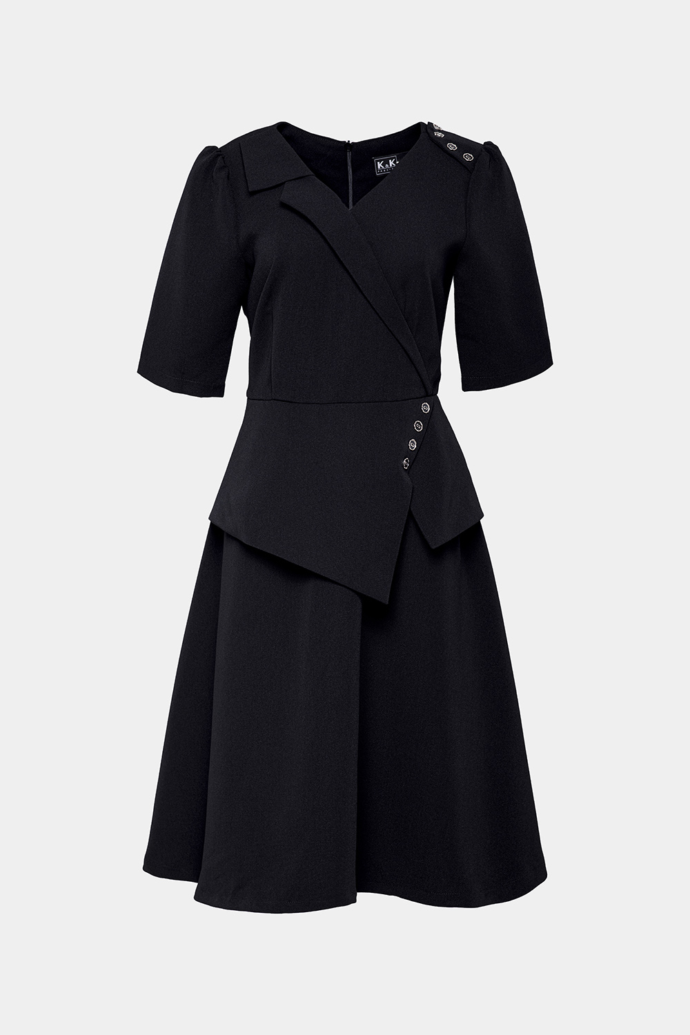 Đầm đen peplum công sở tay lỡ 