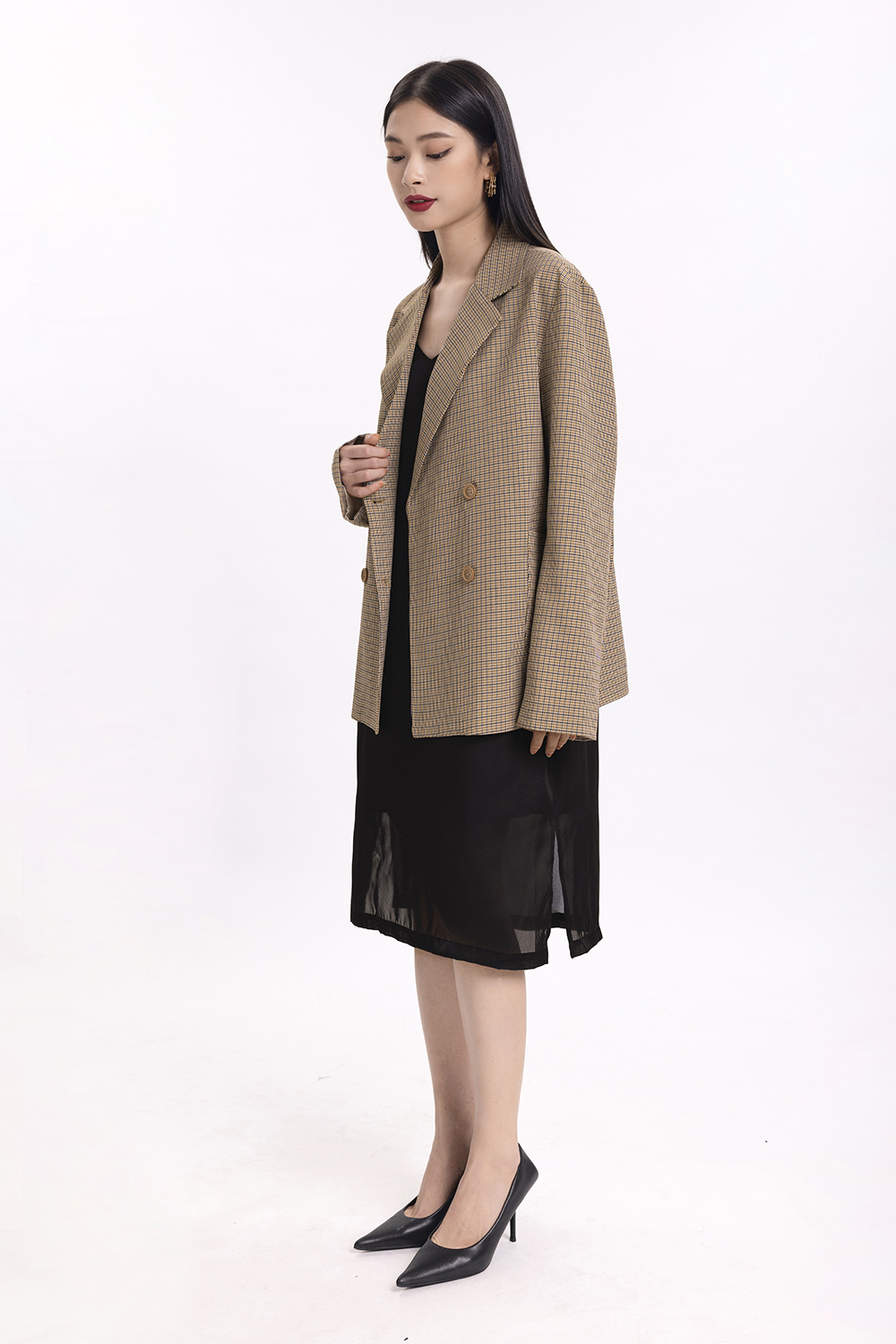 Áo khoác blazer caro nhí 