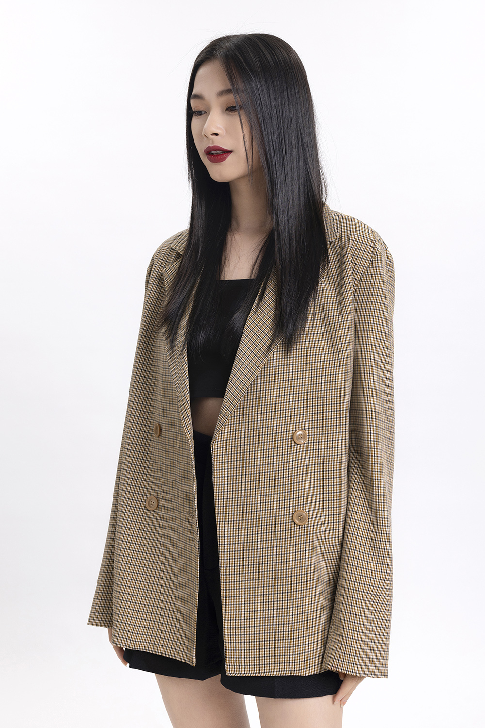 Áo khoác blazer caro nhí 