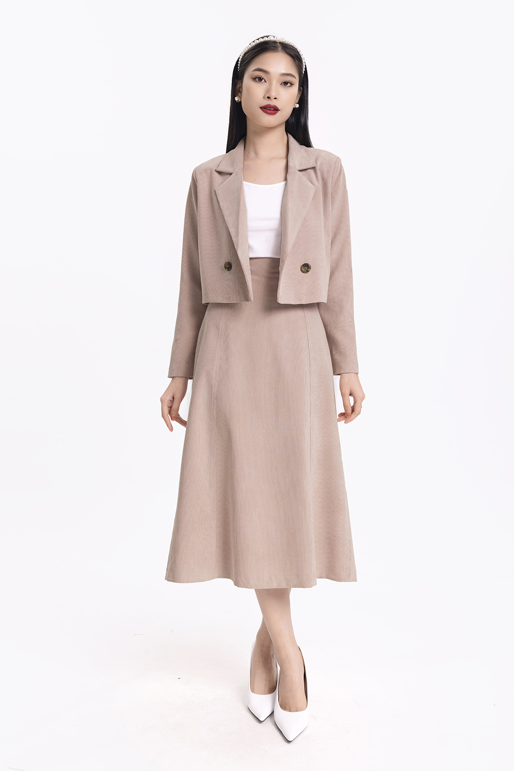 Áo khoác blazer lửng 2 lớp tay dài 