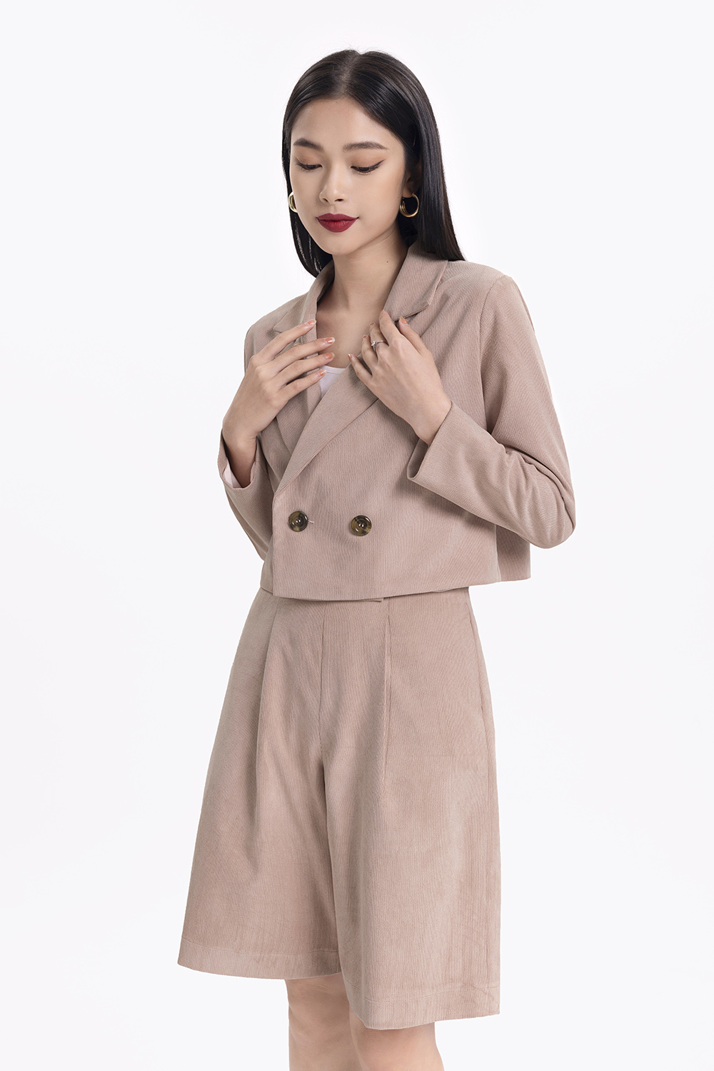 Áo khoác blazer lửng 2 lớp tay dài 