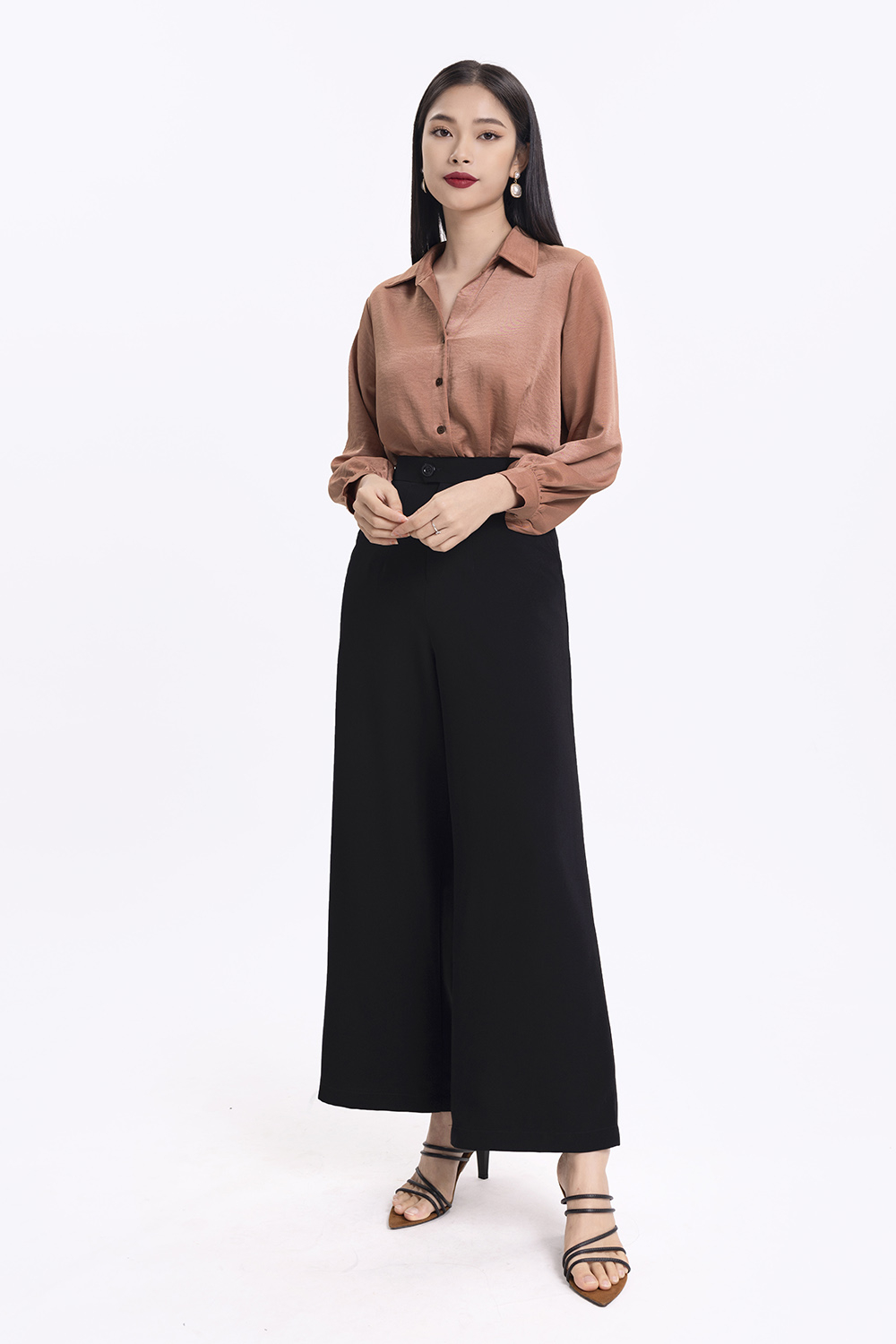 Áo sơ mi lụa tay dài 