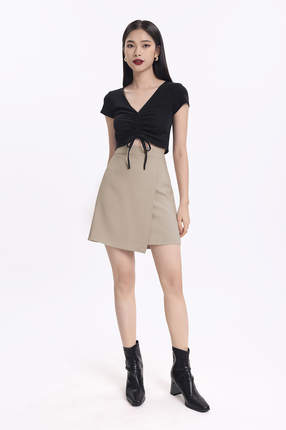 Chân váy chữ A vạt chéo 