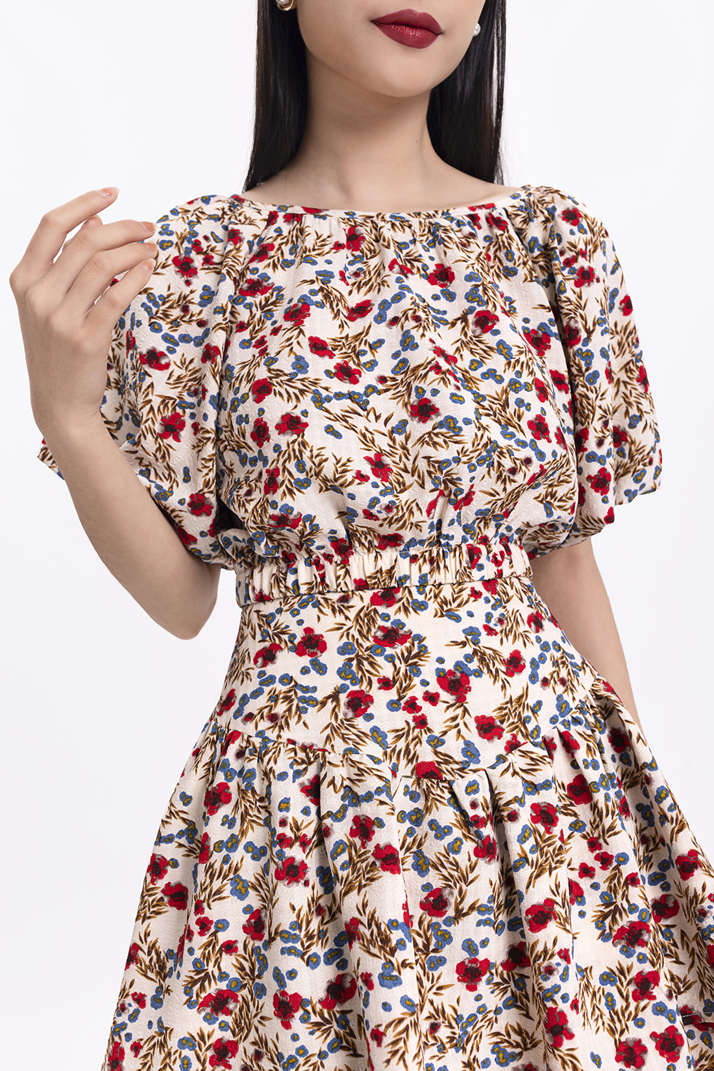 Set áo hoa và chân váy hoa xòe 