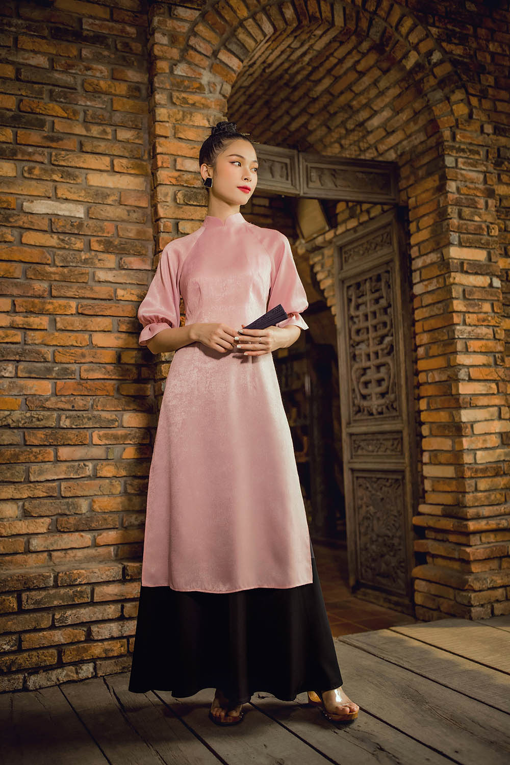 Áo dài tay lỡ phối bèo 