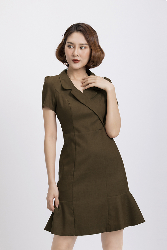 Đầm đuôi cá cổ đan-tông HL06-35