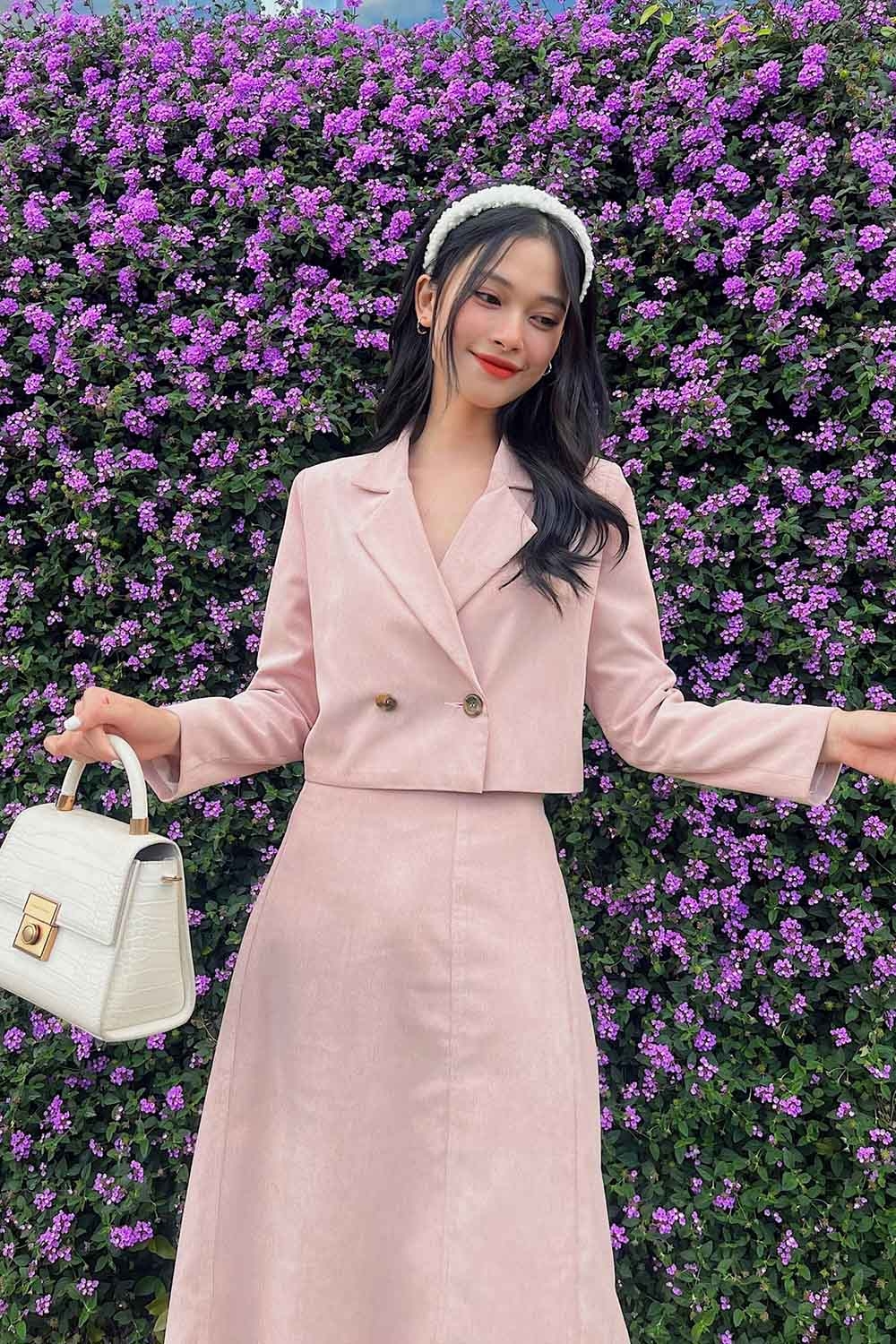 Áo khoác blazer lửng 2 lớp tay dài 