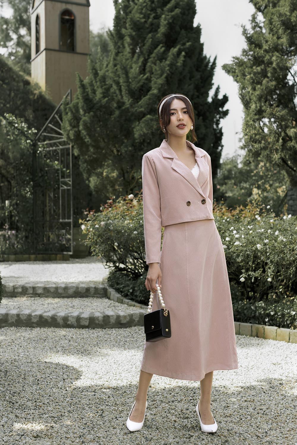 Áo khoác blazer lửng 2 lớp tay dài 