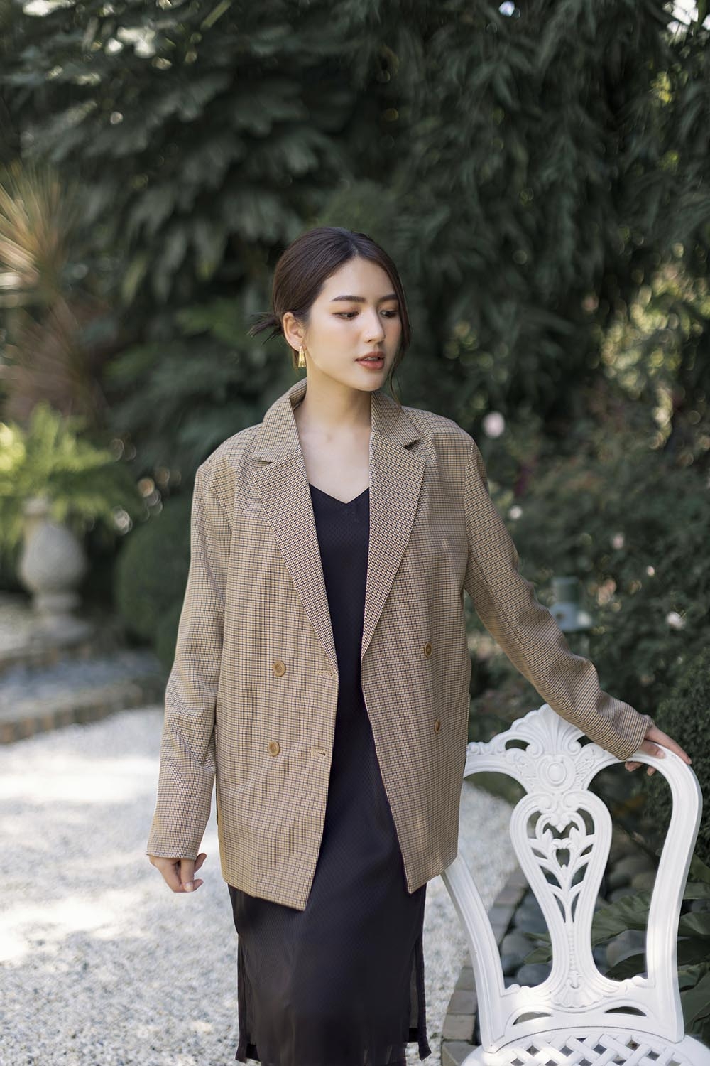 Áo khoác blazer caro nhí 