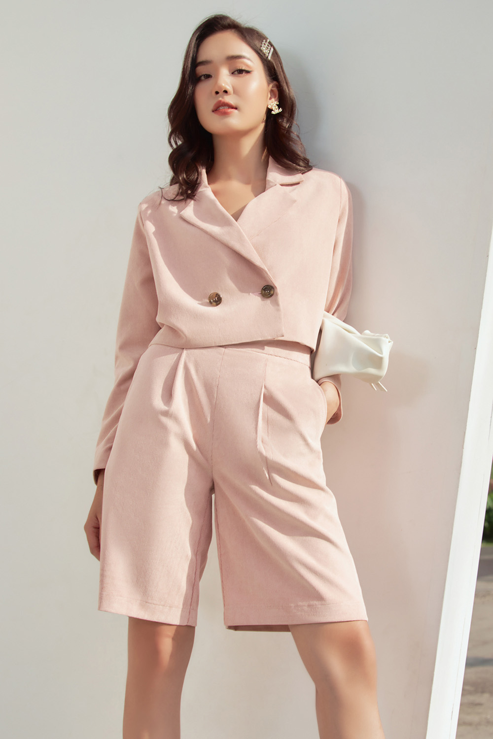 Áo khoác blazer lửng 2 lớp tay dài 