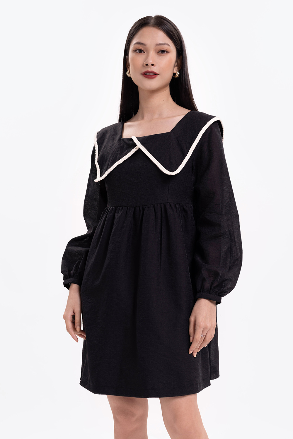 Lịch sử giá Váy babydoll cổ áo búp bê tay áo bồng màu đen khaki mùa xuân  phong cách Hàn Quốc ulzzang cập nhật 82023  BeeCost