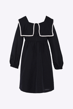 Đầm babydoll đen cổ sen viền trắng 