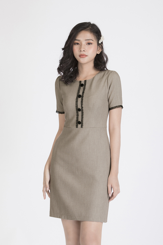 Đầm chữ A phối ren kk84-12