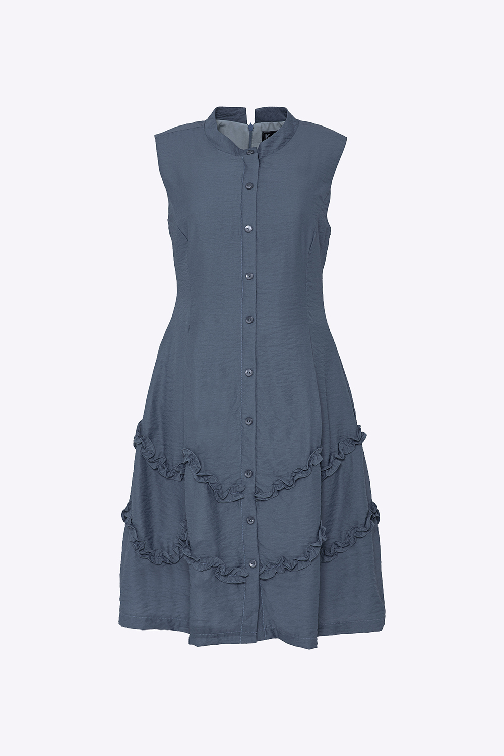 Đầm xòe cổ trụ sát nách phối bèo 