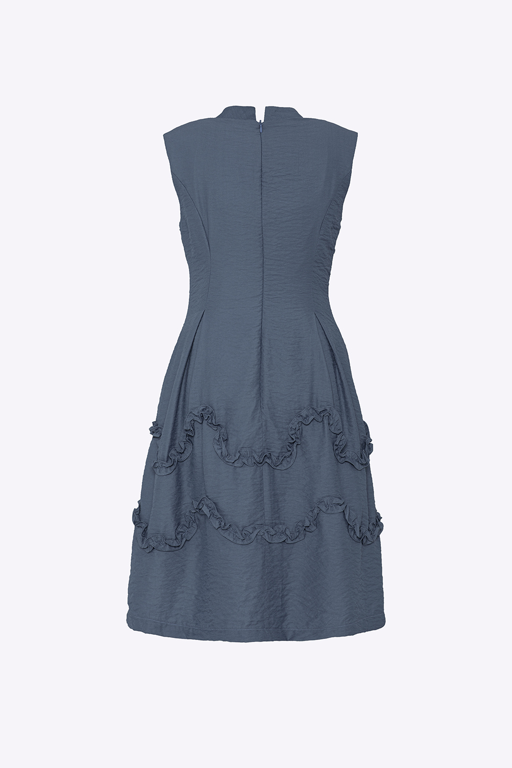 Đầm xòe cổ trụ sát nách phối bèo 