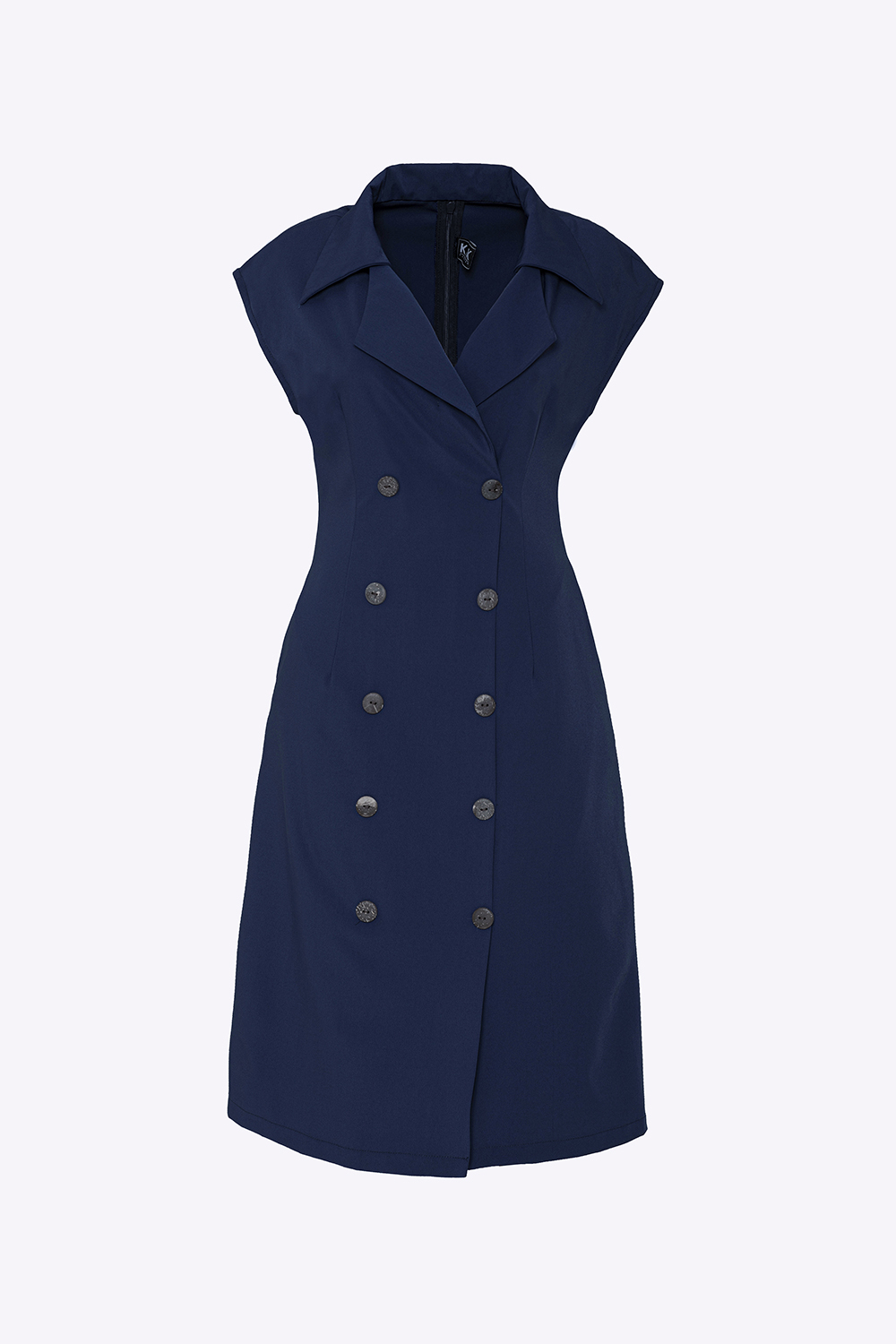 Đầm chữ A cổ đan tông phối nút 